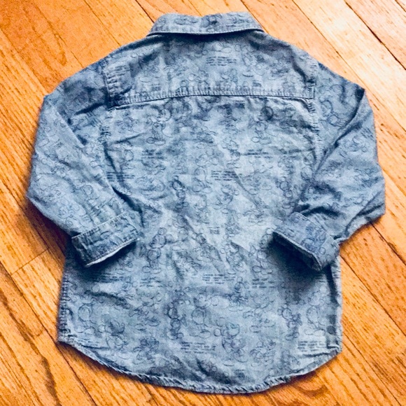 Zara Denim Mickey Mouse Button down shirt sz 2/3 - Picture 6 of 7